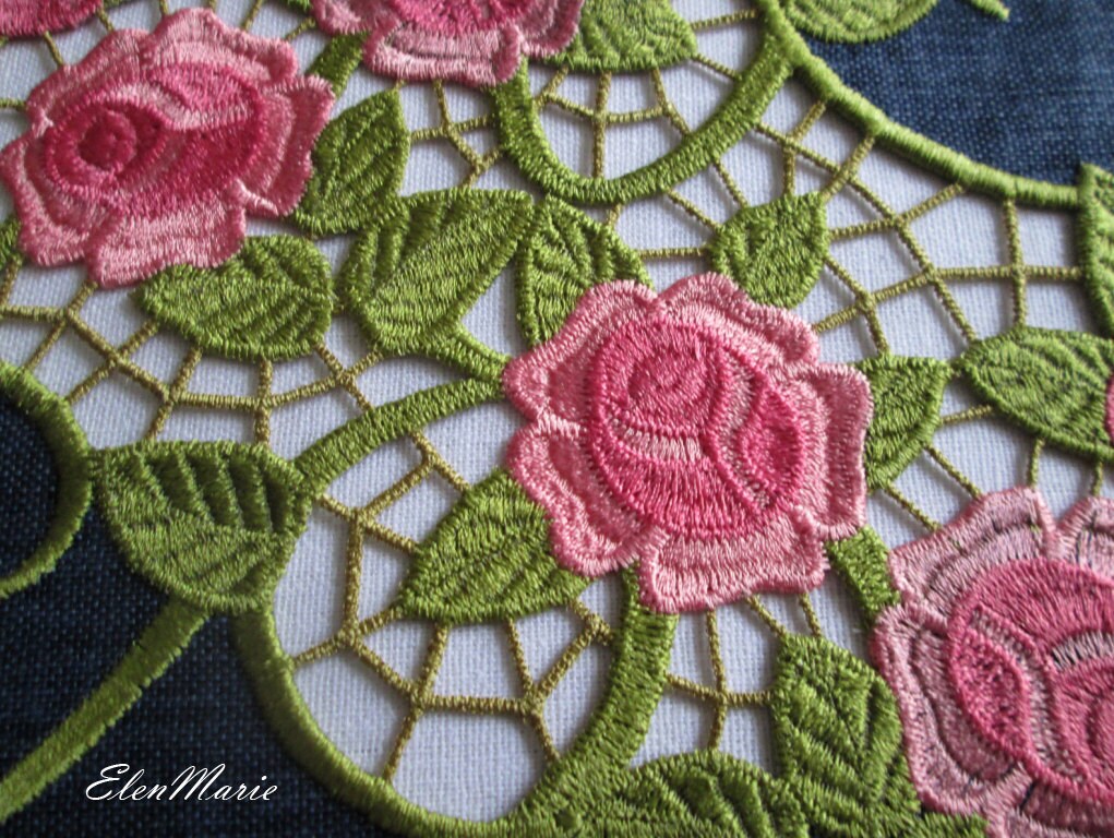 MACHINE EMBROIDERY DESIGN cutwork Lace Roses
