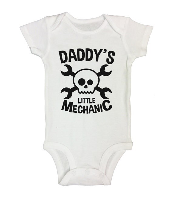 Cute Baby Boy Onesie Daddy's Mechanic by LittleRoyalteeShirts