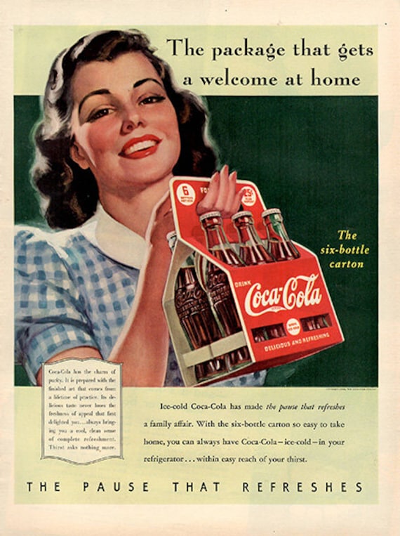 1940 Coca-Cola 6-Pack Carton Coke Ad