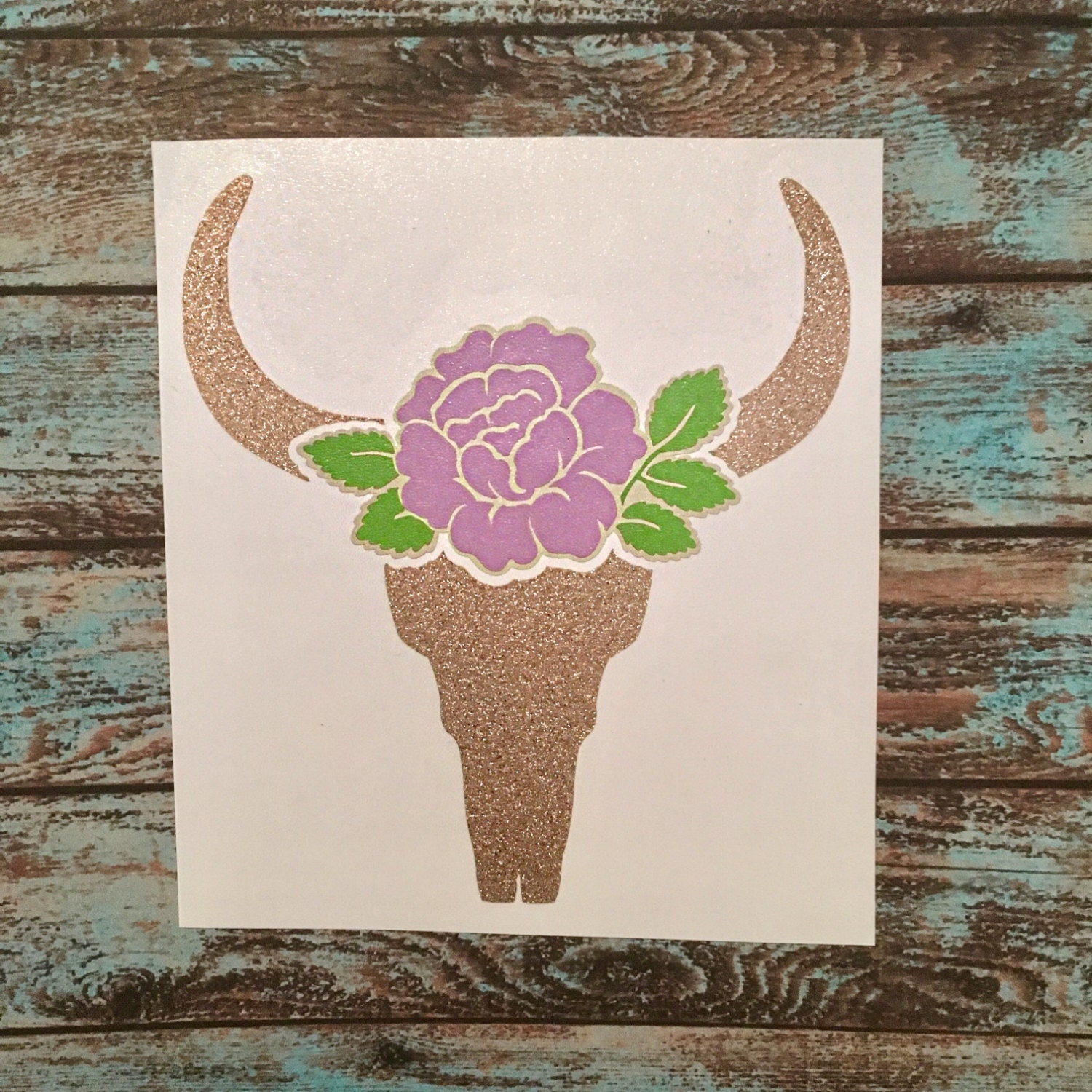 Download Cow Skull with Flower Rose Vinyl Decal Steer Skull With or