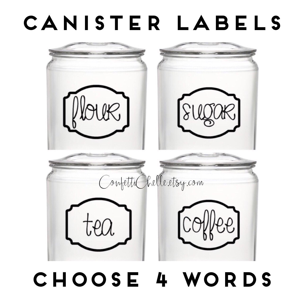 Canister Labels Canister Decals Kitchen by ConfettiChelle