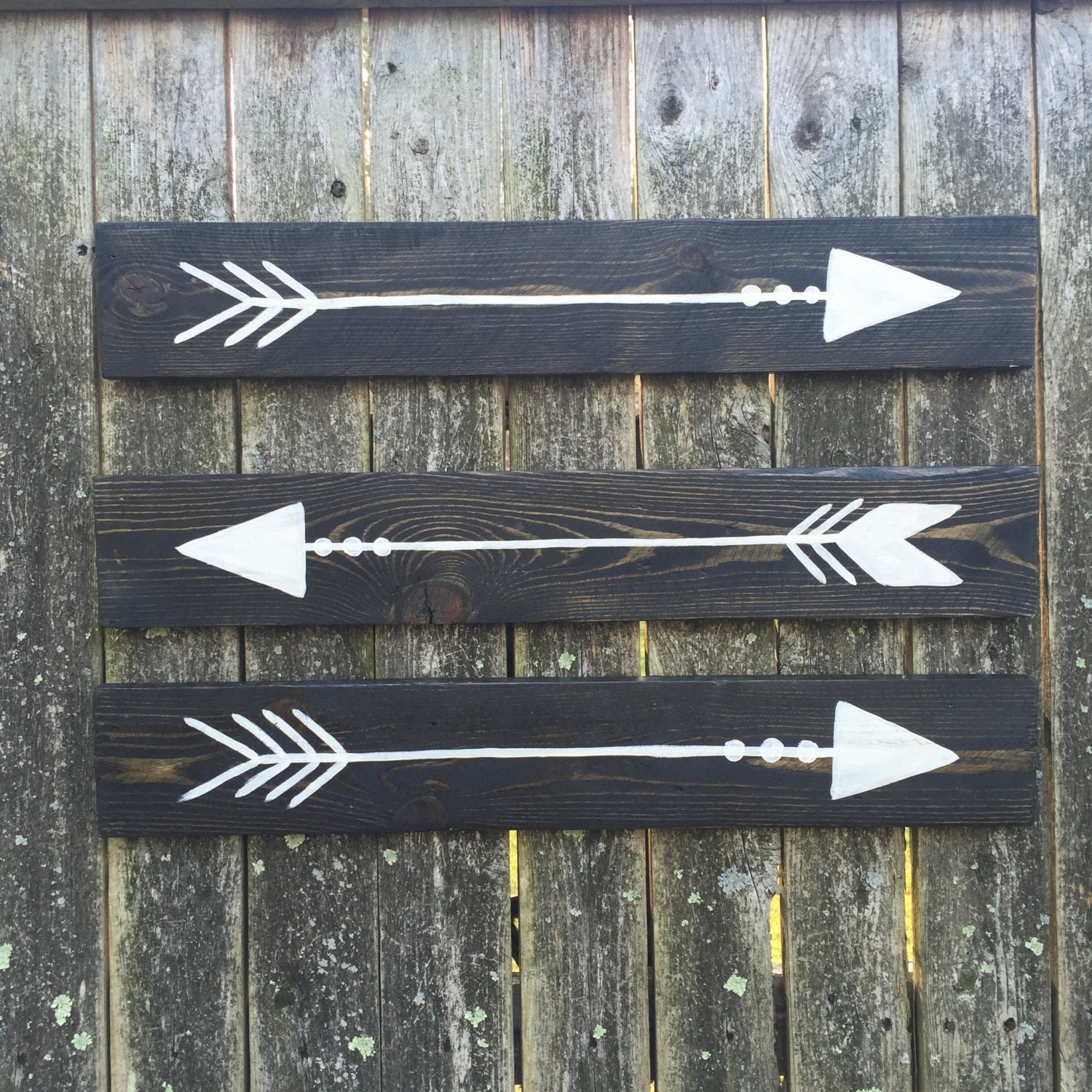 Set Of Three Rustic Wooden Arrow Signs Hand Painted Arrow