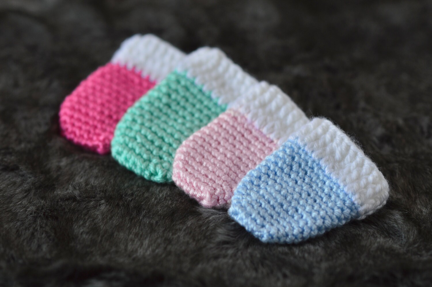 Newborn Scratch Mittens Crochet Thumbless Mittens Baby Girl