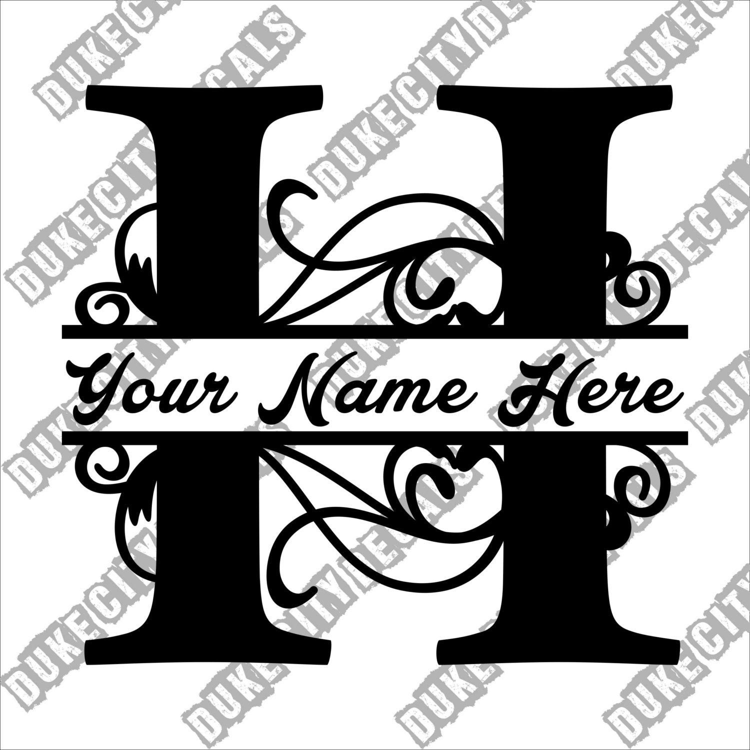 Download Letter H Floral Initial Monogram Family Name Vinyl Decal