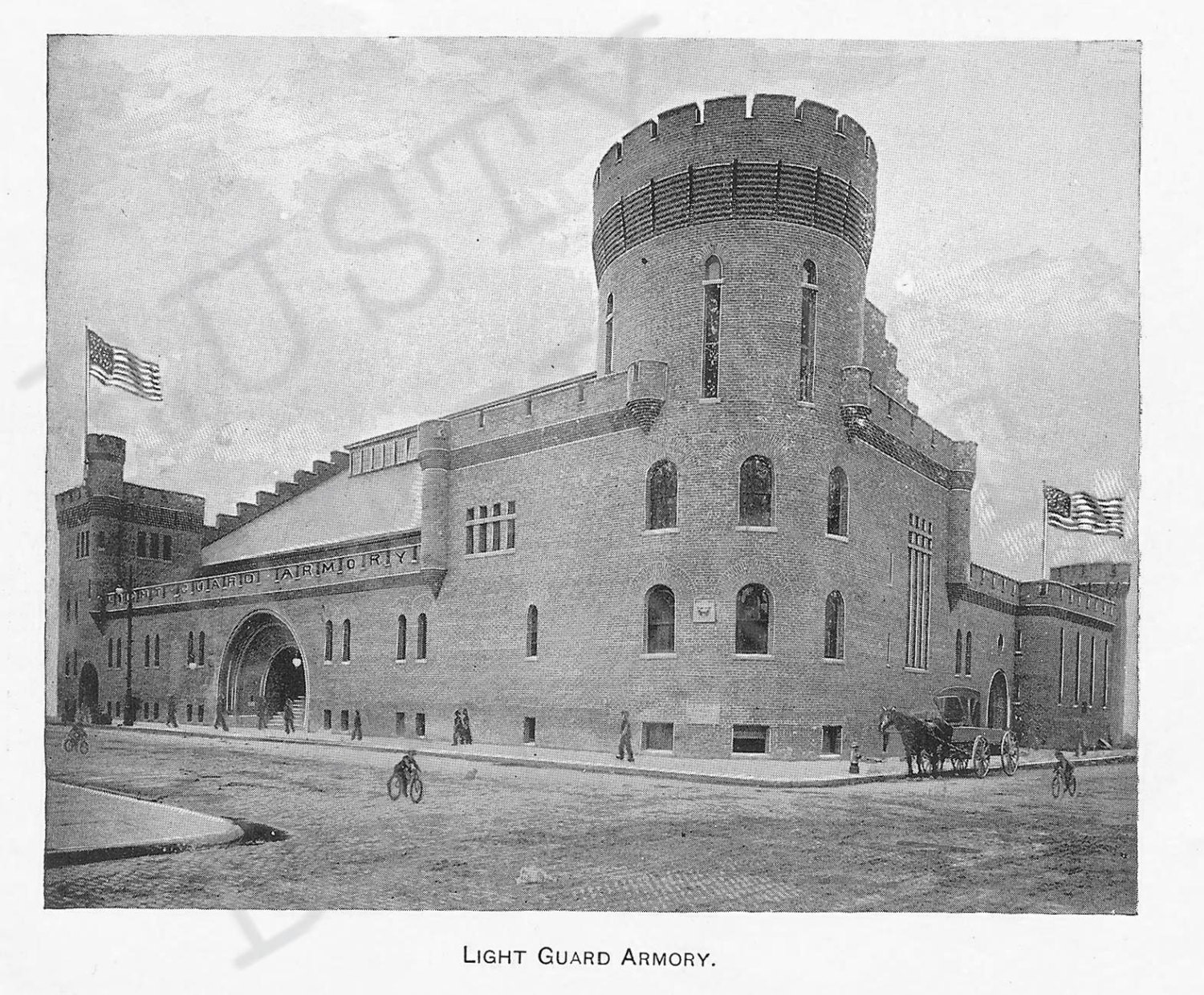Vintage Light Guard Armory Print Detroit Michigan 1898