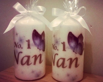 Hand printed no1 Nan candle