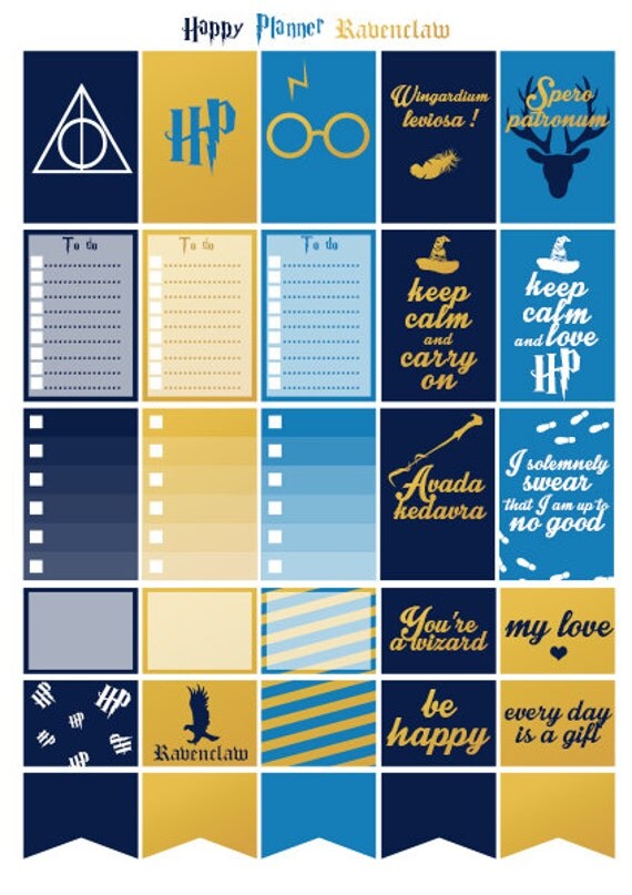 Harry Potter Ravenclaw | Printable stickers | 3 pdf | Instant download ...