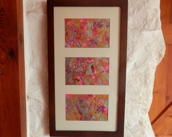 Original abstract, Metallic Art, Triptych. Modern Art, Pink Abstract, Triptych , Original Artwork, metallic triptych, Wall Art