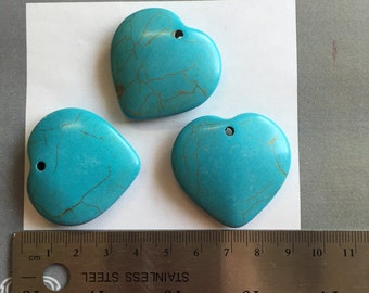 Turquoise Stone Pendant heart shaped (5 pieces)