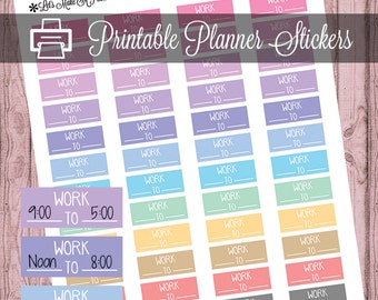 Work Schedule Printable Planner Stickers / Instant Download