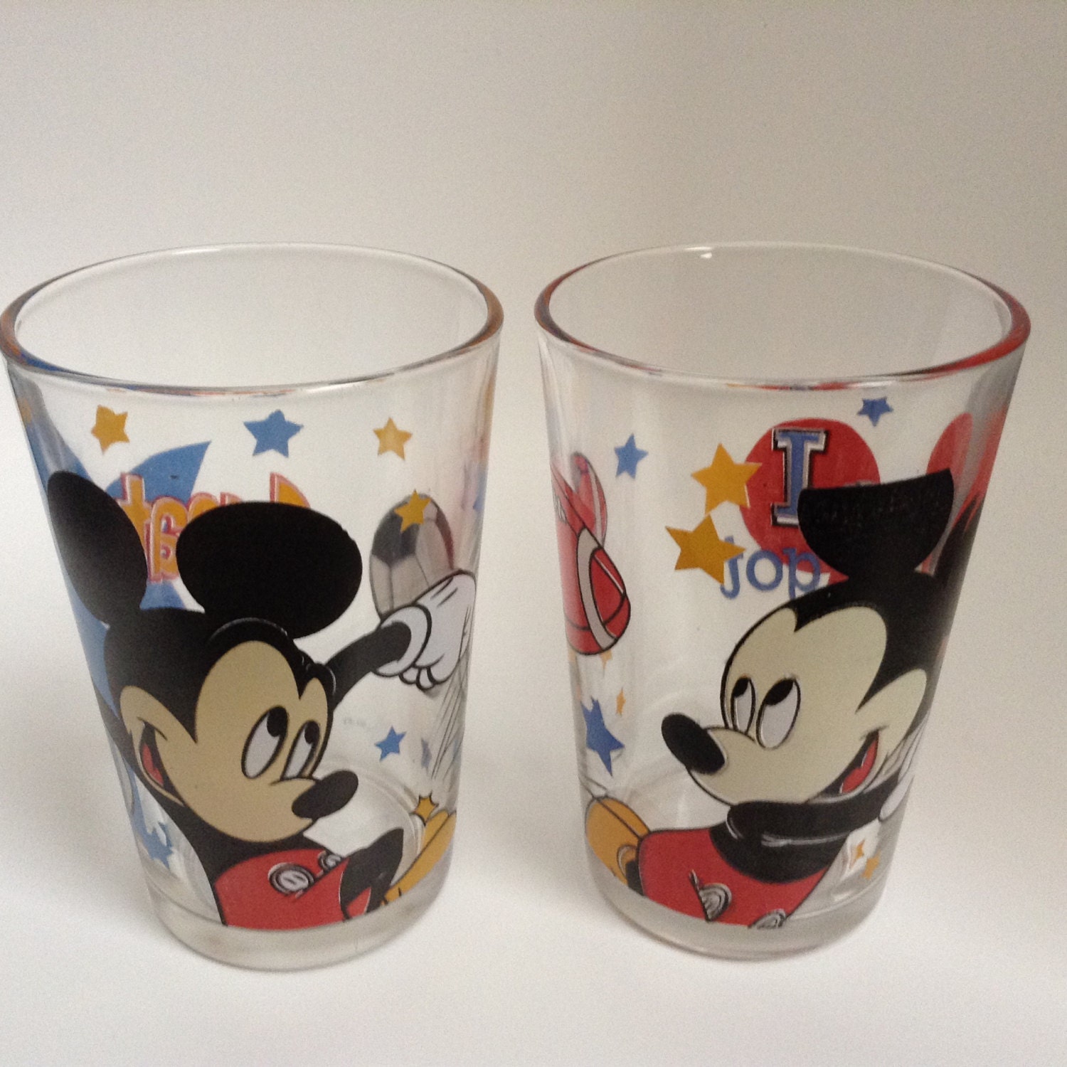 Two Collectable Vintage Mickey Mouse Drinking Glasses 2228