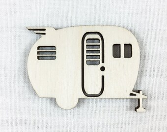 Wood Camper Shape, Unfinished Wood Camper Laser Cut Shape, DIY Craft Supply, Many Size Options