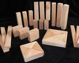 Hand made wooden building blocks