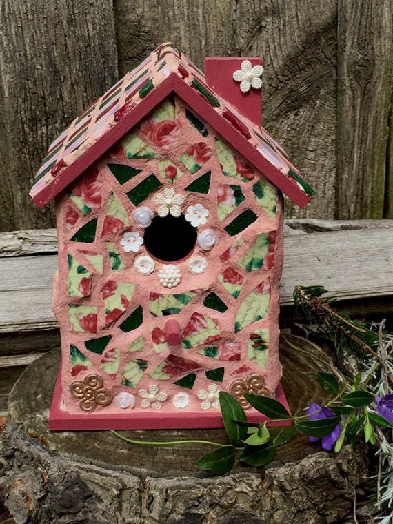 mosaic birdhouse birdhouse garden decor garden art