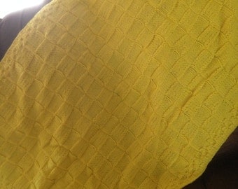 Handmade Yellow Knitted Blanket