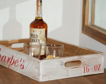 Rustic Soda Crate inspired Drink Tray ( Harpe's - White )