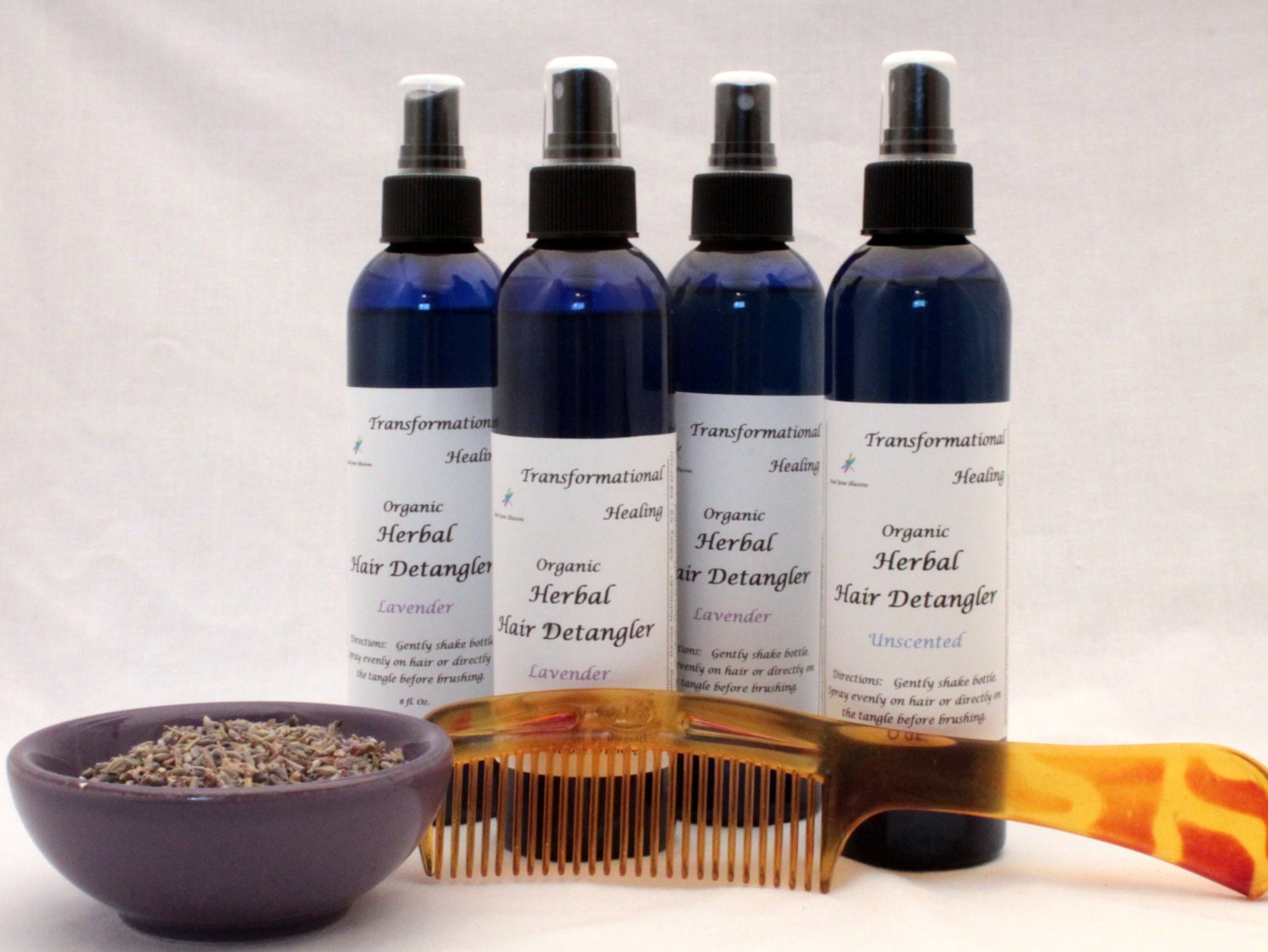 All Natural Organic Herbal Hair Detangler Spray Lavender or