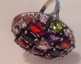 Stunning Sterling Silver & Gemstone Ring ~ Statement Piece!