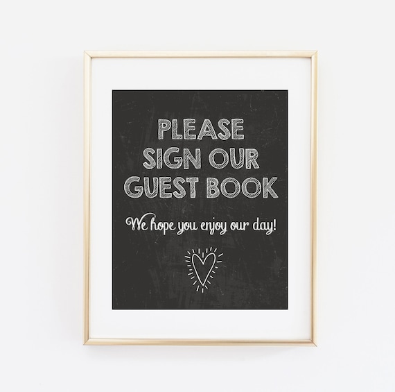 Please sign our Guest Book Printable Wedding Sign Guest Book