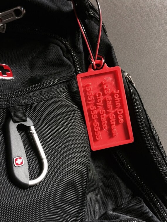 3D Printed Custom Luggage Tag Keychain Tag or Bag Tag