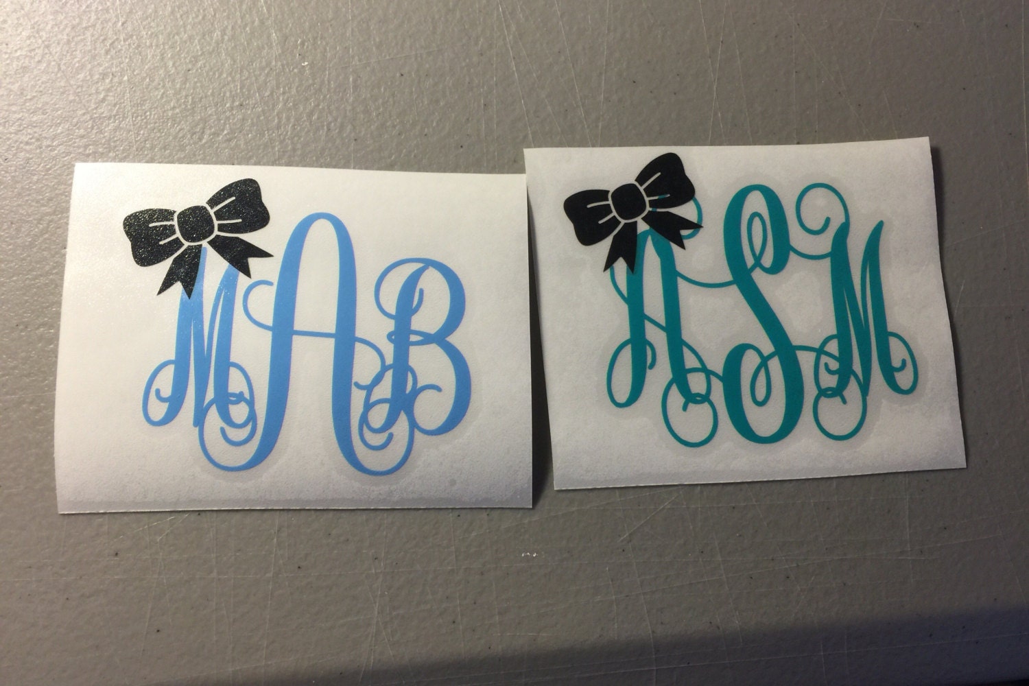Monogrammed Initials with Bow Wall Sticker Initials with Bow