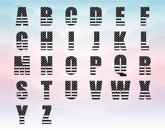 American flag, USA font, Flag USA svg font, United states letters, Patriotic letters, SVG Dxf Studio3 Cricut font, Png letters