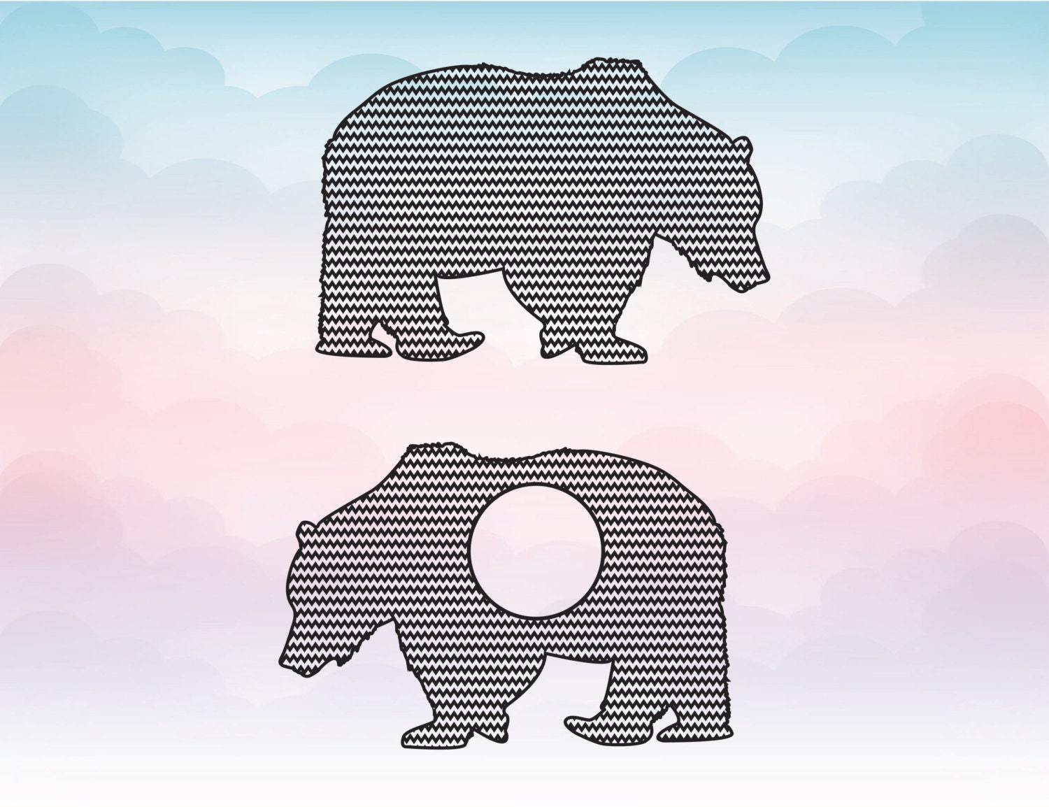 Download Bear SVG chevron pattern monogram frame Bear monogram