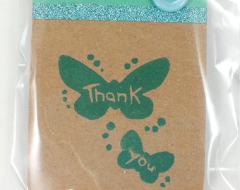 carved thank you Stempel with butterflies for scrapbooking, card making and decorating