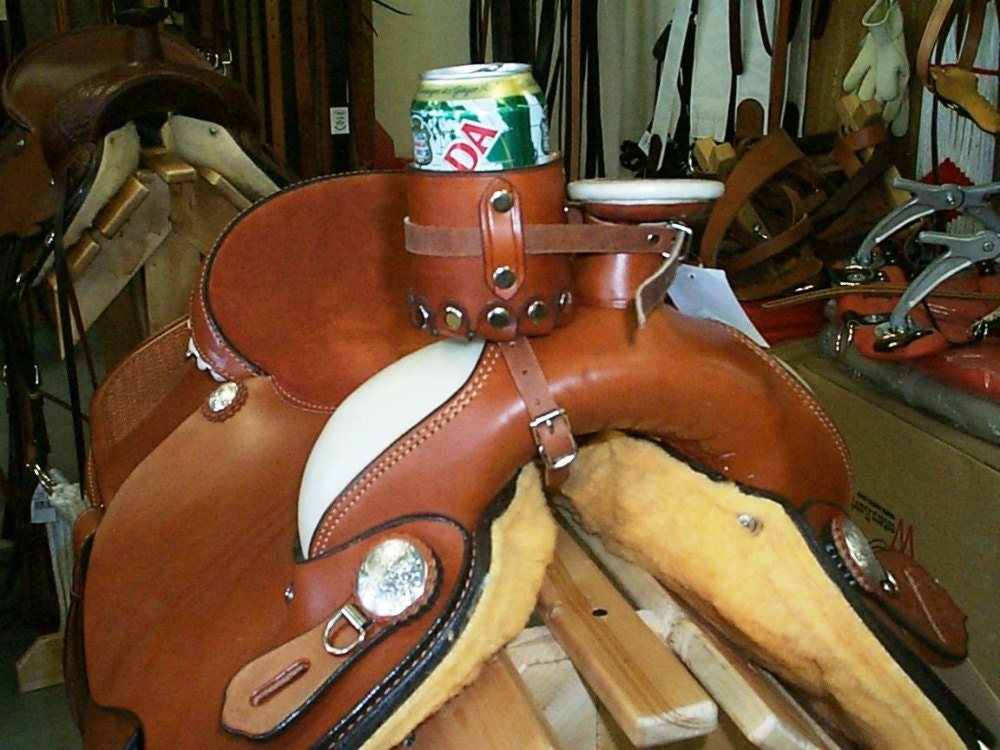Saddle Beverage Holder Leather Saddle Beer/Pop Holder
