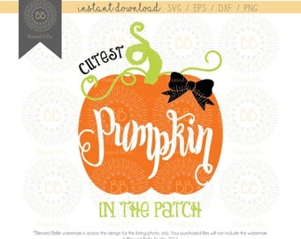 Cutest Pumpkin in the Patch svg, eps, dxf, png file, Silhouette, Cricut