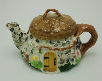 Vintage Folk Art, Woodland, Fairy House Teapot