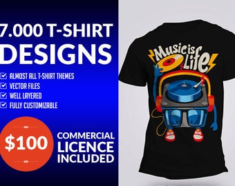 Items similar to Wall Decal, Printable and T-shirt Designs Collection of 101 Vector Designs ...