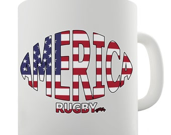 America Rugby Ball Flag Ceramic Mug