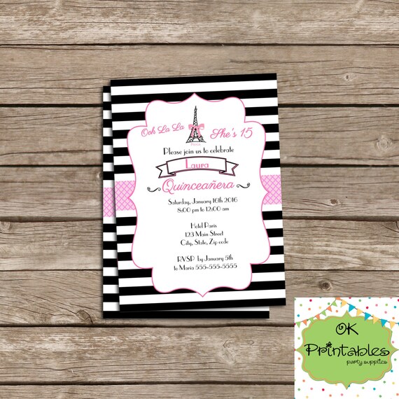 Parisian Birthday Invitation French Party by