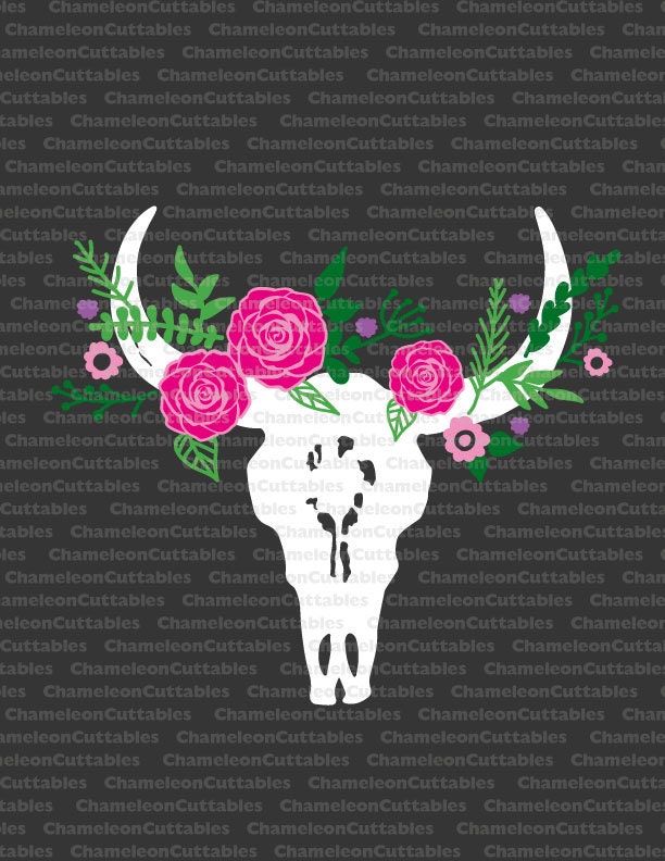 Download cow skull svg cut file bull floral design by ...