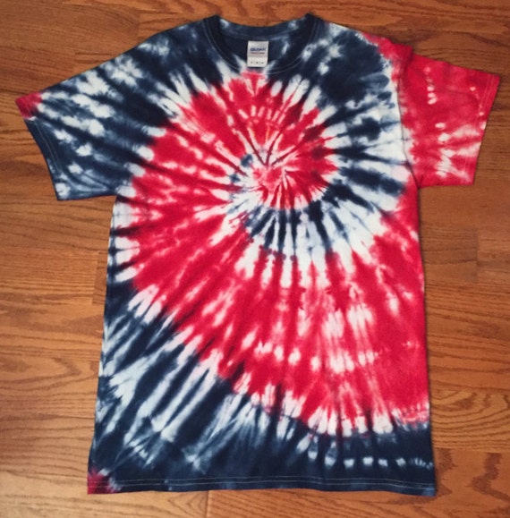 Red White and Blue Spiral Custom Tie-Dye Shirt