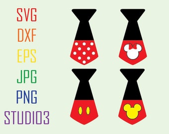 Mickey Minnie Tie Ears Disney SVG Files, Svg, Dxf, Eps, Studio 3, Png, Jpg, Silhouette Studio,Cricut Files,Silhouete Cameo, Cutting Files