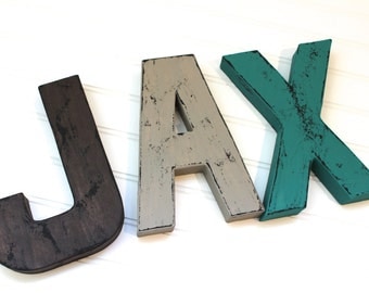 Distressed Letters - Wooden Letters - Woodland Nursery - Reclaimed Wood - Wall Letters Nursery - Rustic Home Decor - Man Cave Wall Decor