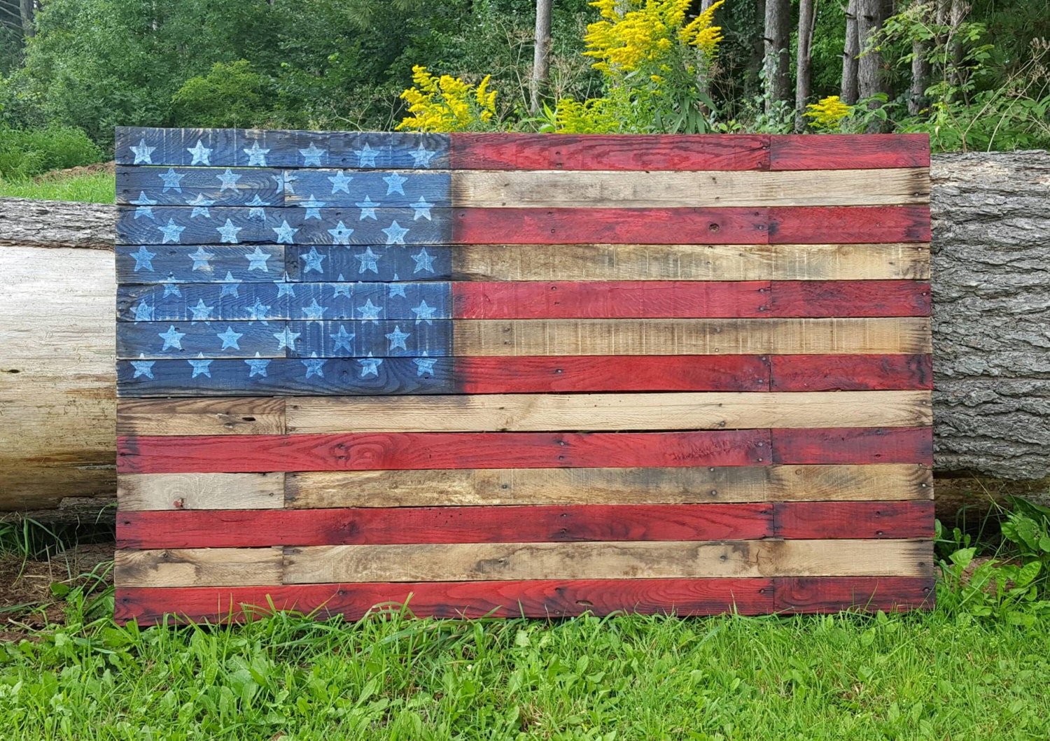 Rustic American Flag Wood Pallet