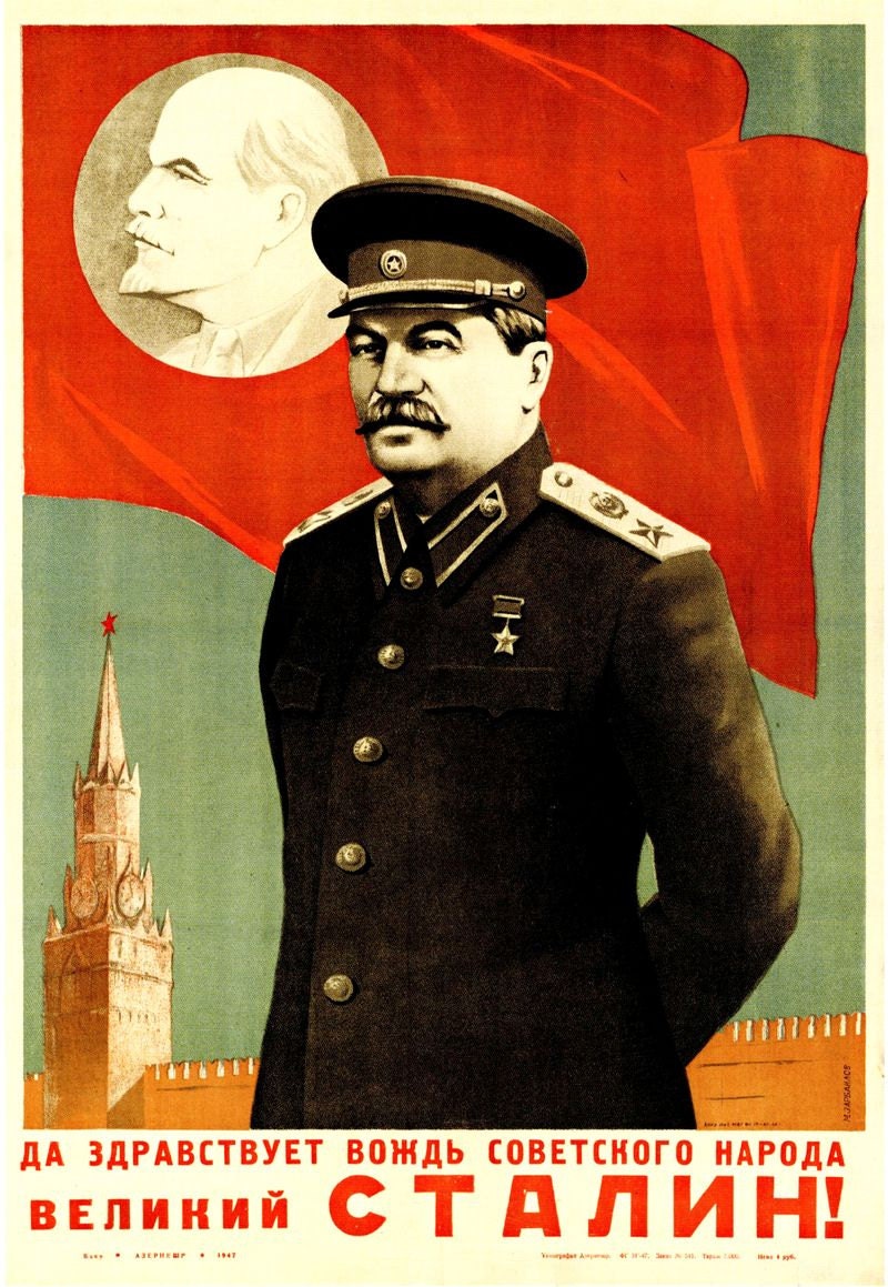 Vintage Russian Propaganda Poster Stalin Communist Retro USSR