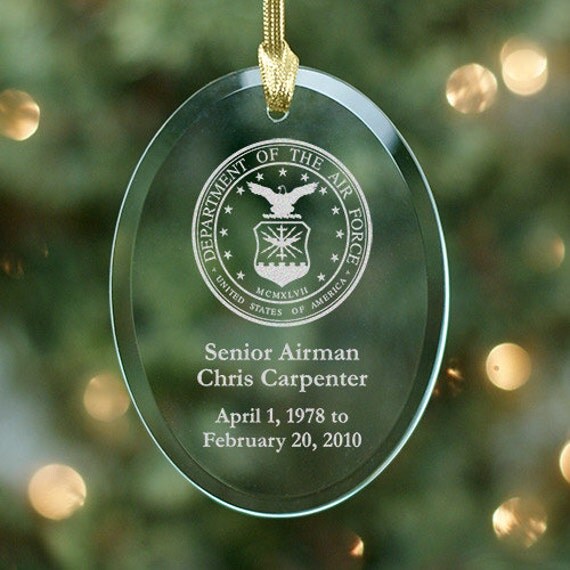 personalized military memorial ornaments engraved air force godparent christmas ornament