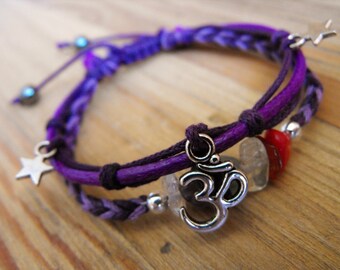 Women's Braided Cotton Chakra Gemstone Meditation Bracelet