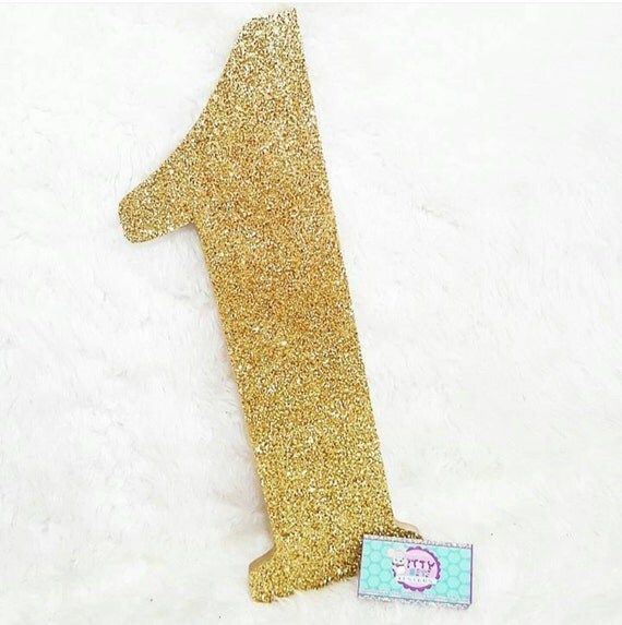 Gold Number 1 Glitter Number 1 Gold by IttyBittyMilestones