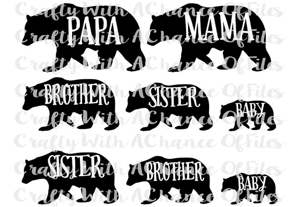 Download Bear Family SVG Bundle Mama Papa Big & Little Brother/Sister