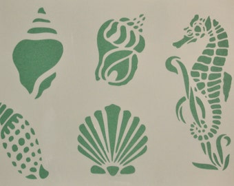 SeaShells SeaHorse Ocean stencil Template Scrapbooking