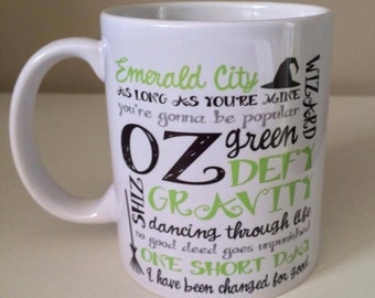 Wicked musical fan 11oz mug /birthday gift / wizard of oz / gift for her / fab mug / wicked