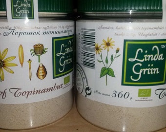 BIO 100% Jerusalem Artichoke (Topinambur) Powder, Inulin, Prebiotic,diabetic, Organic, 12,7oz (360gr), handmade