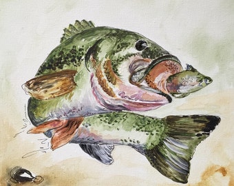 Largemouth Bass Original Acrylic Painting by Lawrence Dyer