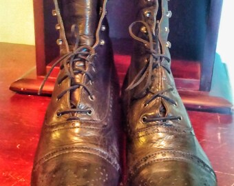 Vintage 80s Designer Lace up Ankle Boots
