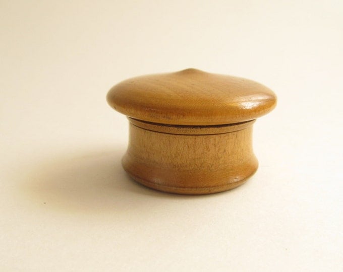 Vintage treen engagment or wedding ring box, snuff box, patch box, stamp box, round mushroom shaped box